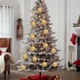 thumbnail image 6 of Under $1 PEONAVET 6 Pcs Velvet Christmas Balls Flocked Christmas Tree Ornaments Plastic Balls Xmas Decorative Hanging Ornaments Christmas Tree Decoration(2.4in,Khaki), 6 of 7