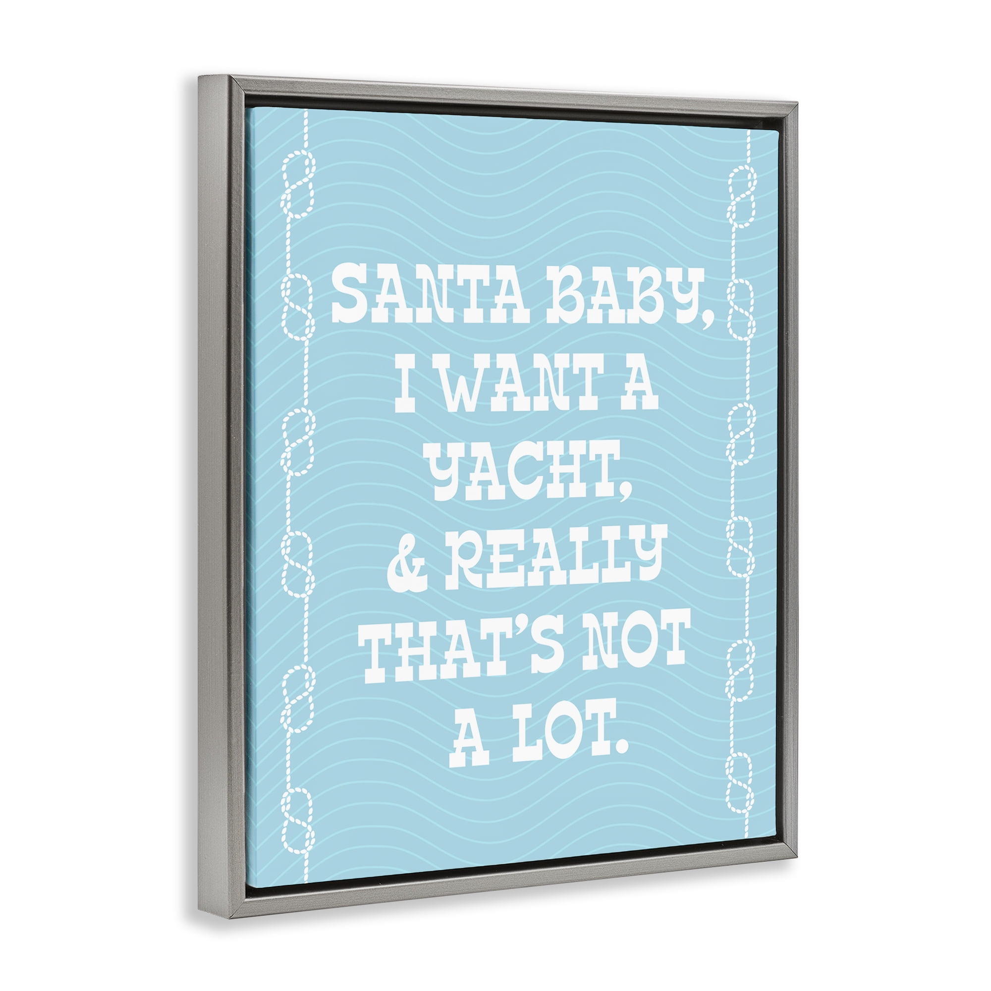 Stupell Industries Funny Yacht For Christmas Holiday Painting Gray Floater Framed Canvas Art Print Wall Art, 25 x 31