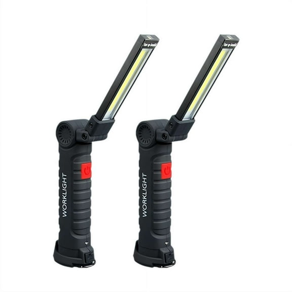 2Pack LED Work Lights, USB Rechargeable COB Light with Magnetic Base 360°Rotate and 5 Modes, Folding Flashlight Inspection Mechanic Light for Car Repairing, Workshop, Household and Emergency Use,Smal