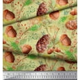 thumbnail image 2 of Soimoi Yellow polyester Georgette Fabric Apricot, & Oaknut Fruits Print Sewing Fabric BTY 52 Inch Wide, 2 of 3