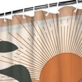 thumbnail image 4 of Small Stall Narrow Shower Curtain 36"W x 72"L – Tropical Bohemian Leaves, Mid-Century Abstract Boho Botanical Bathroom Decor, Vintage Floral Palm Leaf Pattern, Rustic Tribal Folk Style, 4 of 5