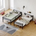 thumbnail image 3 of Leumius Metal Bunk Bed Twin Over Twin,Heavy Duty Bed Frame with Safety Guard Rails and Space-Saving Design,Steel Bed for School, Bedroom,Black, 3 of 11