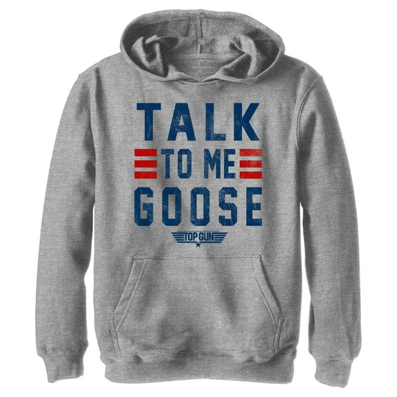 Boy's Top Gun Talk to Me Goose Quote  Pull Over Hoodie Athletic Heather Medium