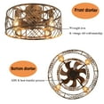 7 Blades Indoor Bedroom Round Ceiling Fan, 20 inch Vintage, Low Profile