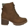 thumbnail image 2 of Soda Women Chunky High Heel Combat Army Military Riding Boots Booties Lug Sole Single-S Tan Brown 8, 2 of 3