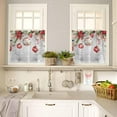 thumbnail image 6 of Christmas Kitchen Curtains and Valances Set, Rod Pocket Curtains Tier Farmhouse Window Curtains 36 Inch Length, Winter Snowflake Flowers Leaves Wooden Grain 3 Piece Kitchen Curtains Set, 6 of 6