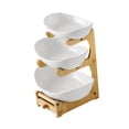 thumbnail image 3 of Juego de bandejas de 3 niveles para servir postres, platos para cenas, bandejas de frutas, platos para servir aperitivos, postres y frutas. blanco, 3 of 9