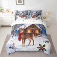 thumbnail image 2 of Manfei Kawaii Winter Reindeer Bedding Comforter Set 7 Pieces, Rustic Lodge Cabin Full Bedding Set, Western Christmas Festival Reversible Fitted Sheet Flat Sheet, Breathable Home Decor, 2 of 7