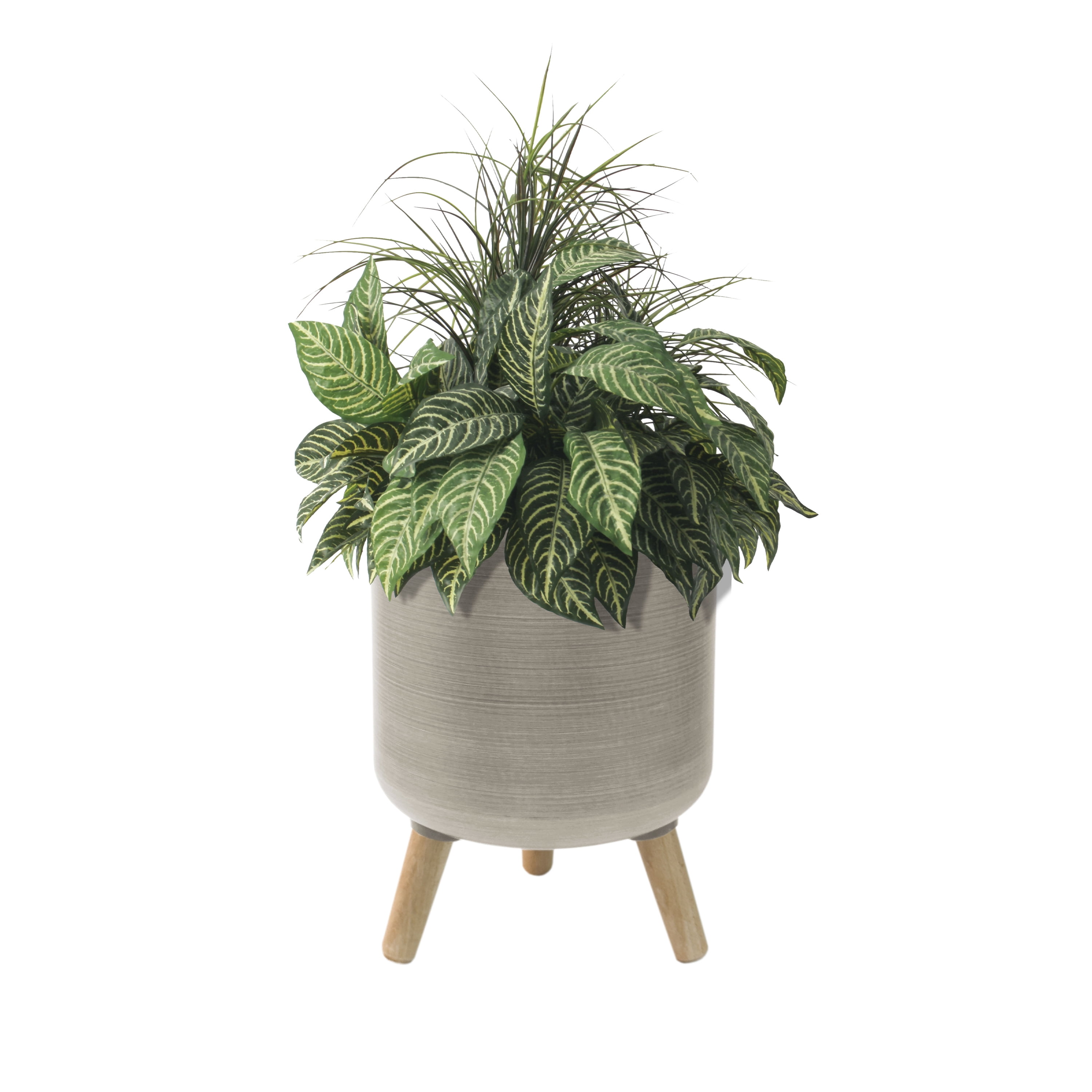 Algreen Modena 10.7" Planter with Stand, Brushed Taupe