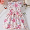 thumbnail image 4 of SGMVNU Toddler Girls Dresses Ruffle Flutter Sleeve A-line Dress Girls Dress Size 6 Bowknot Party Princess Summer Sundresses(Size 5-6 Years,3-Pink), 4 of 4