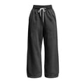 thumbnail image 4 of Oksale Womens Petite Sweatpants with Pockets Elastic Drawstring Waisted Straight Leg Sweat Pants Comfy Moisture Wicking Loose Gym Pants for Fall Black M, 4 of 9