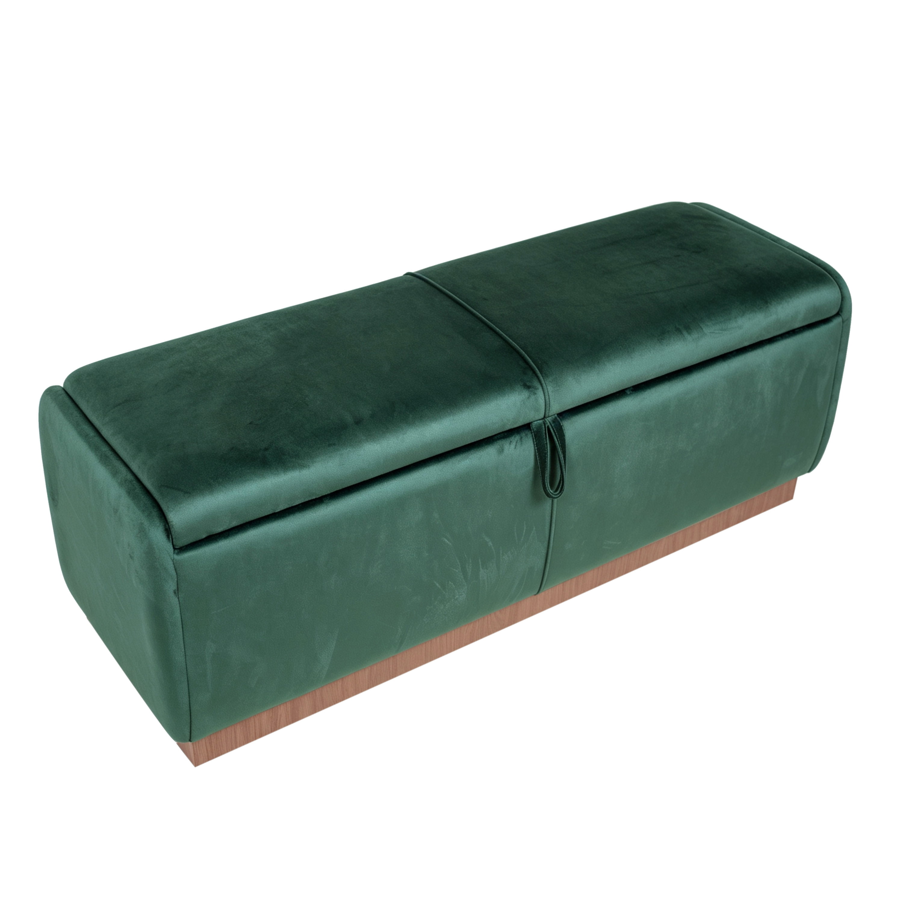 Euroco 47.2" Storage Ottoman Bench,Upholstered Footrest Entryway Bench, End of Bed Bench for Living Room Bedroom,Green