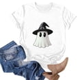 thumbnail image 4 of Uootdi Halloween Womens Shirts Crew Neck Short Sleeve Cartoon Ghost Print Pullover Tee Loose Fit Cute Holiday Womens Tops, 4 of 8