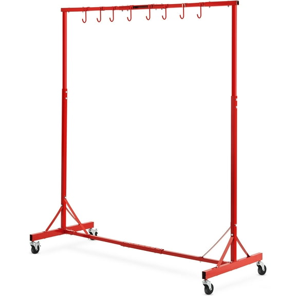VEVOR Painting Rack, 1500 -2000 mm Adjustable Height, 66 lbs Capacity Automotive Paint Rack Stand, 8 Hooks Painting Drying Rack with 4 Swiveling Wheels, Auto Body Stand for Auto Repair Shops & Garage