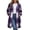 Purple, variant on Women's Wool Blend Plaid Hooded Jacket Zip Up Long Sleeve Mid Length Outer Coat with Pocket Casual Loose Fall Winter Street Outerwear Wine