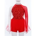 thumbnail image 3 of SiiRoh Girls Shiny Sequin Ballet Tulle Skirted Leotard Jazz Dance Outfit One Piece Jumpsuit Gymnastics Bodysuit Red 14, 3 of 7