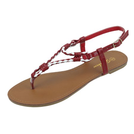 

Starbay Women s T-Strap Flats Sandals Burgundy Size 11