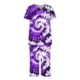 thumbnail image 5 of Viikei Women's Long Pajama Set Full Coverage Sleepwear,Women's Round Neck Short Sleeve Sleepshirt and Pants Sets Loungewear Pajamas with Pockets Purple XL, 5 of 5