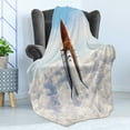thumbnail image 4 of Outer Space Soft Flannel Fleece Blanket, Rocket Taking Off on Mission Spaceman Planet Gazing Endeavour Power Print, Cozy Plush for Indoor and Outdoor Use, 60" x 80", White Blue Brown, by Ambesonne, 4 of 5