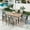 Black & Brown, variant on Summit Living 7-Piece Outdoor Patio Dining Set with 6 Pieces Textilene Chairs & Rectangular Steel Table with Umbrella Hole, Black & Brown