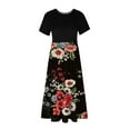 thumbnail image 4 of Fankiway Robe à Manches Courtes Col Rond Mi-Mollet Double Poche Imprimé Floral Robe à Manches Courtes Col Rond Robes Grande Taille pour Femmes Courbes Robes de Printemps pour Femmes 3619, 4 of 4