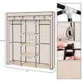 thumbnail image 4 of Tcbosik 5-Tiers Wardrobe Closet Portable Clothes Storage Organizer with Double Hanging Rod for Bedroom, Beige, 4 of 10