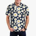 thumbnail image 4 of Vsdgher Daisy Floral Print Men's Short Sleeve Stretch Polo Shirt, Moisture-Wicking Performance Polo Shirt, 4 of 8