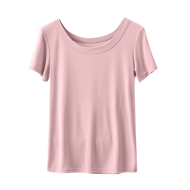 Birdeem Blouses pour Femmes Décontractées et à la Mode Couleur Unie Manches Courtes Col Rond Haut