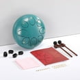 thumbnail image 3 of Steel Tongue Drum, 6 Inch 8 Note Steel Hand Drum with Bag, Music Book, Drumsticks, Mallet Holder and Finger Paddles, for Camping, Meditation or Yoga .(Malachite), 3 of 11