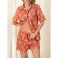 thumbnail image 5 of Biezeib Women’s Casual 2 Piece Outfits Fashion Graphic Short Sleeve Button Down Shirt + Shorts Set Loungewear, 5 of 6