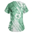 thumbnail image 3 of ADSSDQ Scrubs for Women Scrub Tops Flower Scrub Tops for Women V Neck Short Sleeve Cute Working Uniform with Pockets Green 3XL, 3 of 3