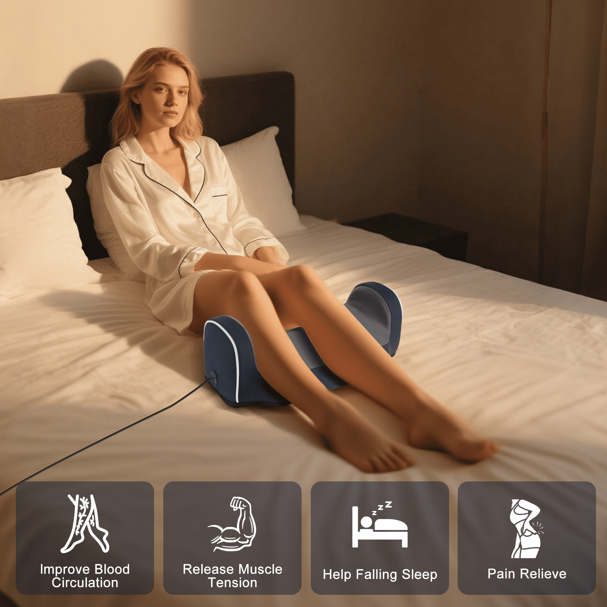 Electric Shiatsu Foot Calf Massager with Heated Kneading Rolling Relaxation Leg Arm Massage Acupuncture Points Multipurpose Gift