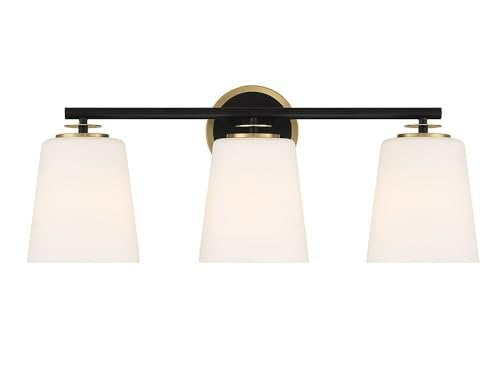 Trade Winds Nell 3-Light Bathroom Vanity Light in Matte Black and Natural Brass