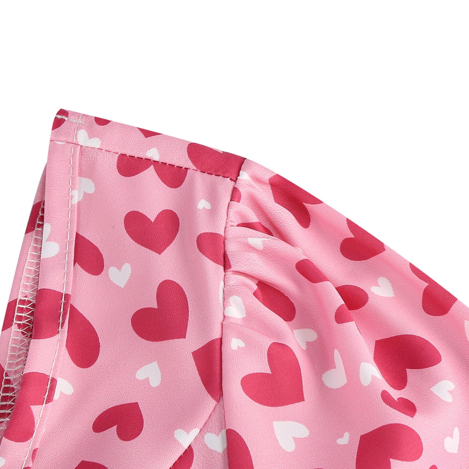 hotojiny Formal Dresses for Women Valentine's Day Gifts Cute Heart Print Cocktail Dresses Trendy Flowy Short Sleeve Maxi Dress
