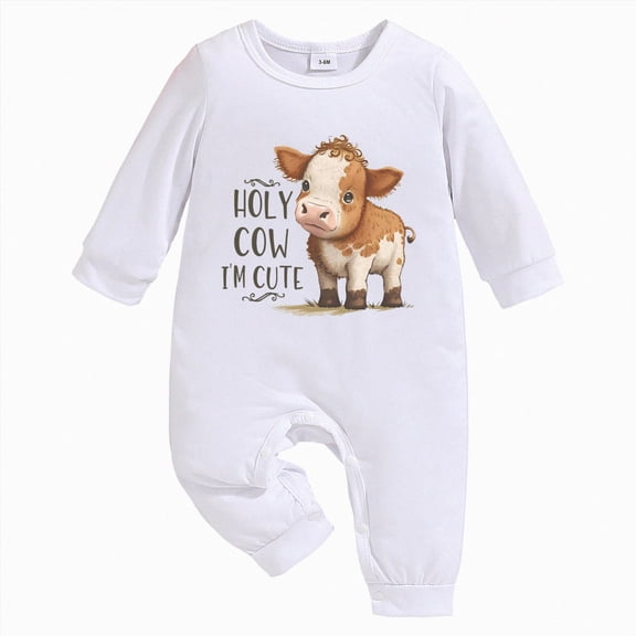 BOBOGOJP Western Baby Boy Girl Clothes Cow One Piece Oneise Jumpsuit Cowboy Cowgirl New to Here Romper Newborn Baby Outifts White for Size 12-18 Months