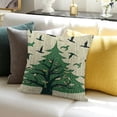 thumbnail image 3 of BANET Happy Tree Merry Christmas (The Blue at The Bottom is a Pattern Design, not Dyed) Decorative Throw Pillow Cover Cushion Case Lumbar 18x18in, 3 of 5