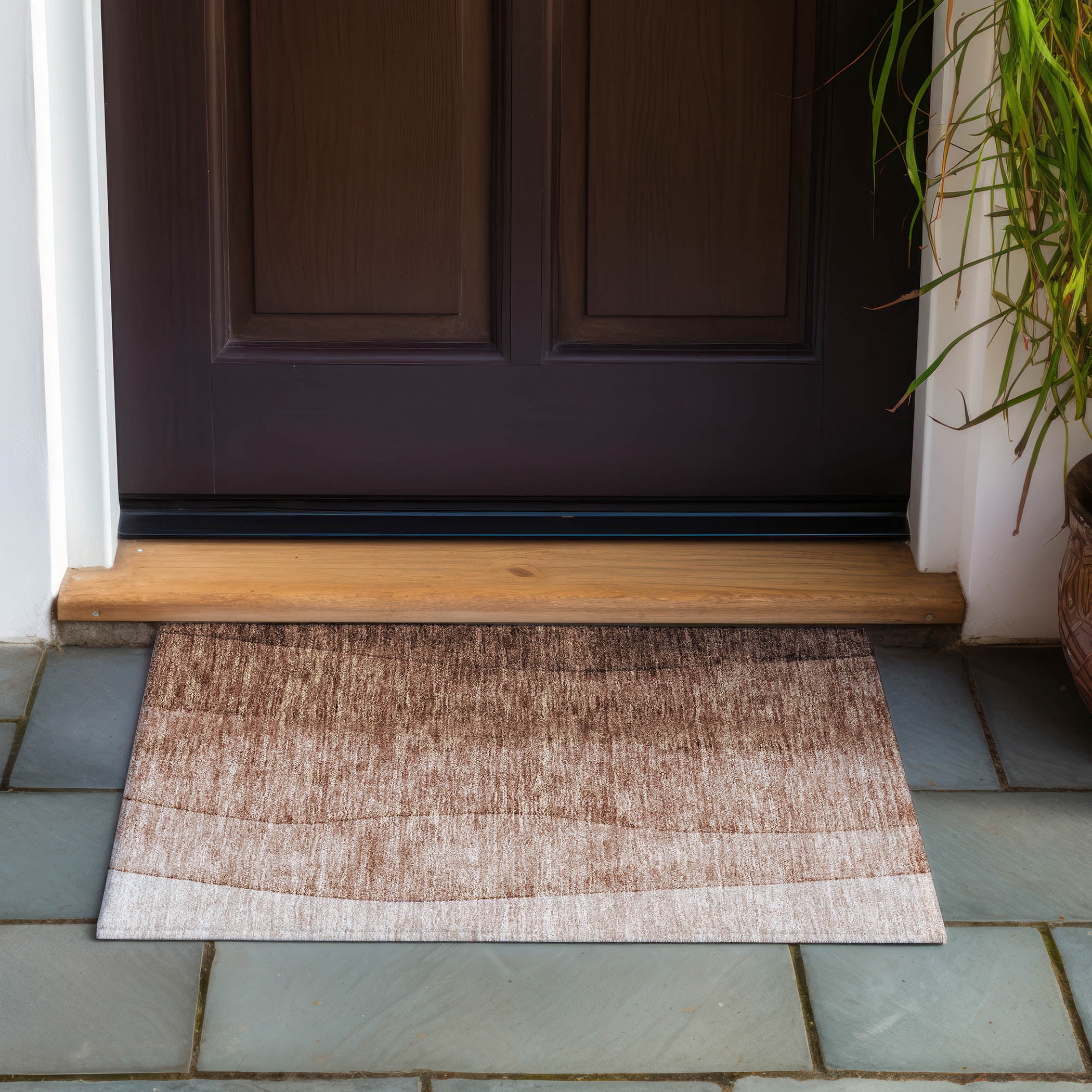 Addison Rugs Chantille Indoor/Outdoor Transitional Ombre Brown Washable Rectangle Rug, 1'8" x 2'6"