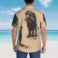 thumbnail image 4 of Susaid Child And Lion Sketch Print Short Sleeve Shirts Button Down Casual Shirts Summer Beach Aloha Button Down Short Sleeve for Men ,XX-Large, 4 of 7