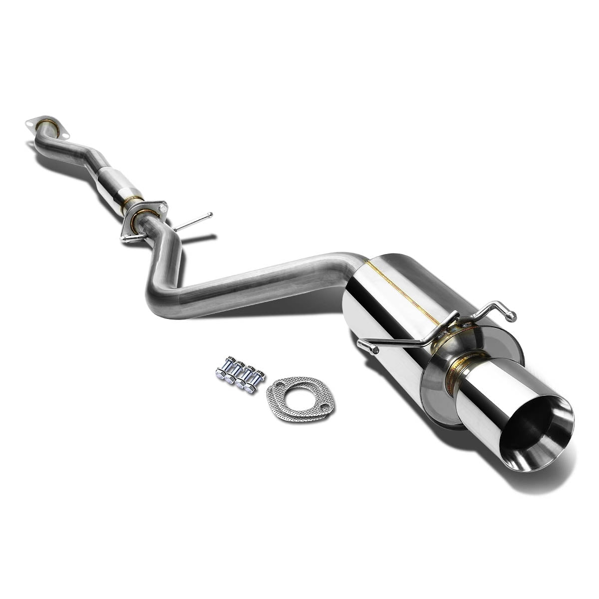 DNA MOTORING CBE-AI942GSR-NRT Double Walled Rolled CBEAI942GSRNRT Stainless Steel Catback Exhaust System 