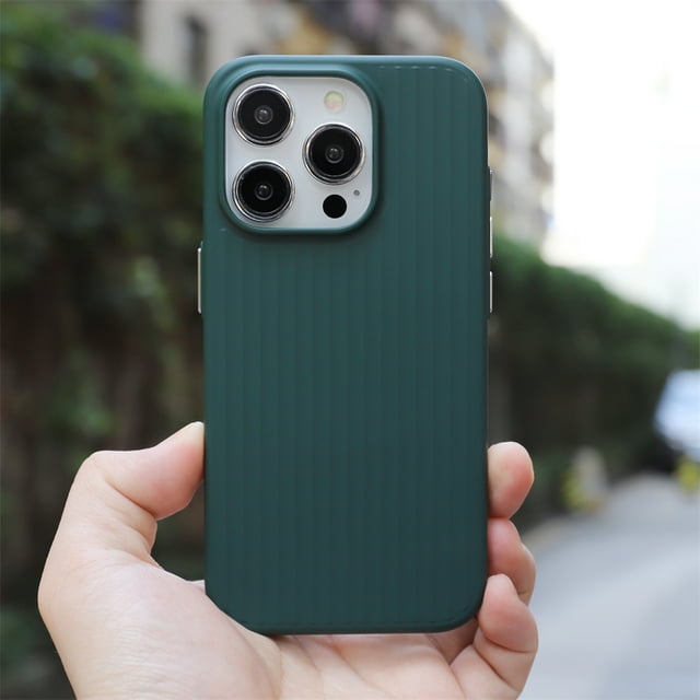 Luxury Corrugated Pattern For Magsafe Magnetic Wireless Charge Case For iPhone 16 15 14 13 12 Pro Max Bumper Hard PC Matte Cover PC Dark Green For iPhone 12 Pro