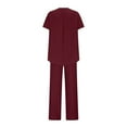 thumbnail image 5 of Xdegoge Two Piece Sets for Women Summer Linen Outfits Lounge Sets Short Sleeve V Neck Tops Wide Leg Pants Vacation Travel Outfits Matching Loungewear Last Order Placed By Me My Purchase History, 5 of 8