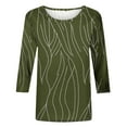 thumbnail image 3 of 3/4 Length Sleeve Womens Tops Cute Crew Neck Casual Graphic Tunic Tops Basic Pleated Shirts Loose Fit 2025, 3 of 8
