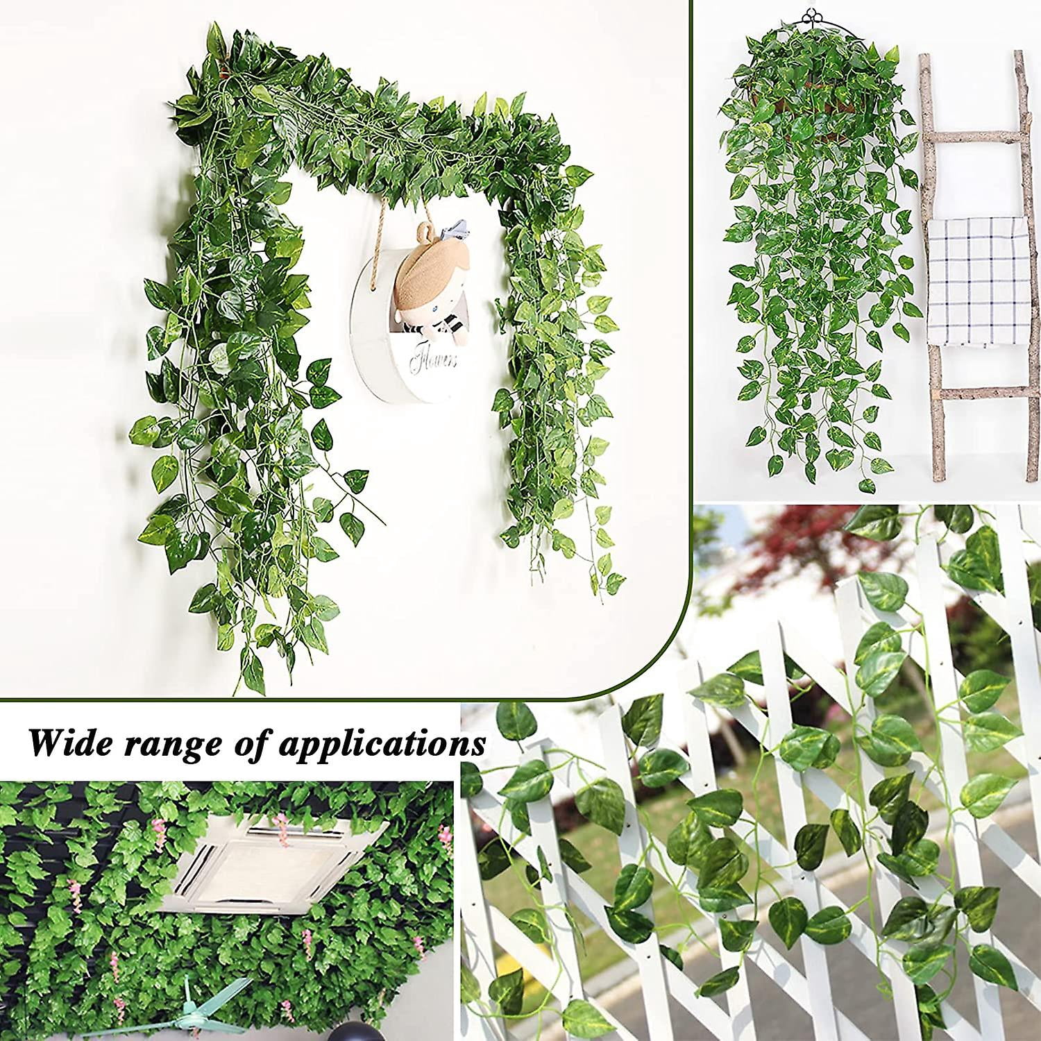Plantas Hiedra Artificial 24 Piezas Hojas De Hiedra Guirnalda , 2.4m