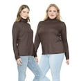 thumbnail image 2 of Stretch Is Comfort Women's Plus Size Relaxed Fit Warm Long Sleeve Turtleneck Top Brown 3X, 2 of 7