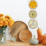 Way To Celebrate Harvest Autumn Leaves Round Wood Plank 3-Tiered Sign