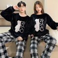 thumbnail image 1 of Pijamas de franela bordada para hombres y mujeres, ropa de dormir para parejas, terciopelo Coral, cálido, dibujos animados, hogar, otoño, invierno, nuevo, 1 of 4