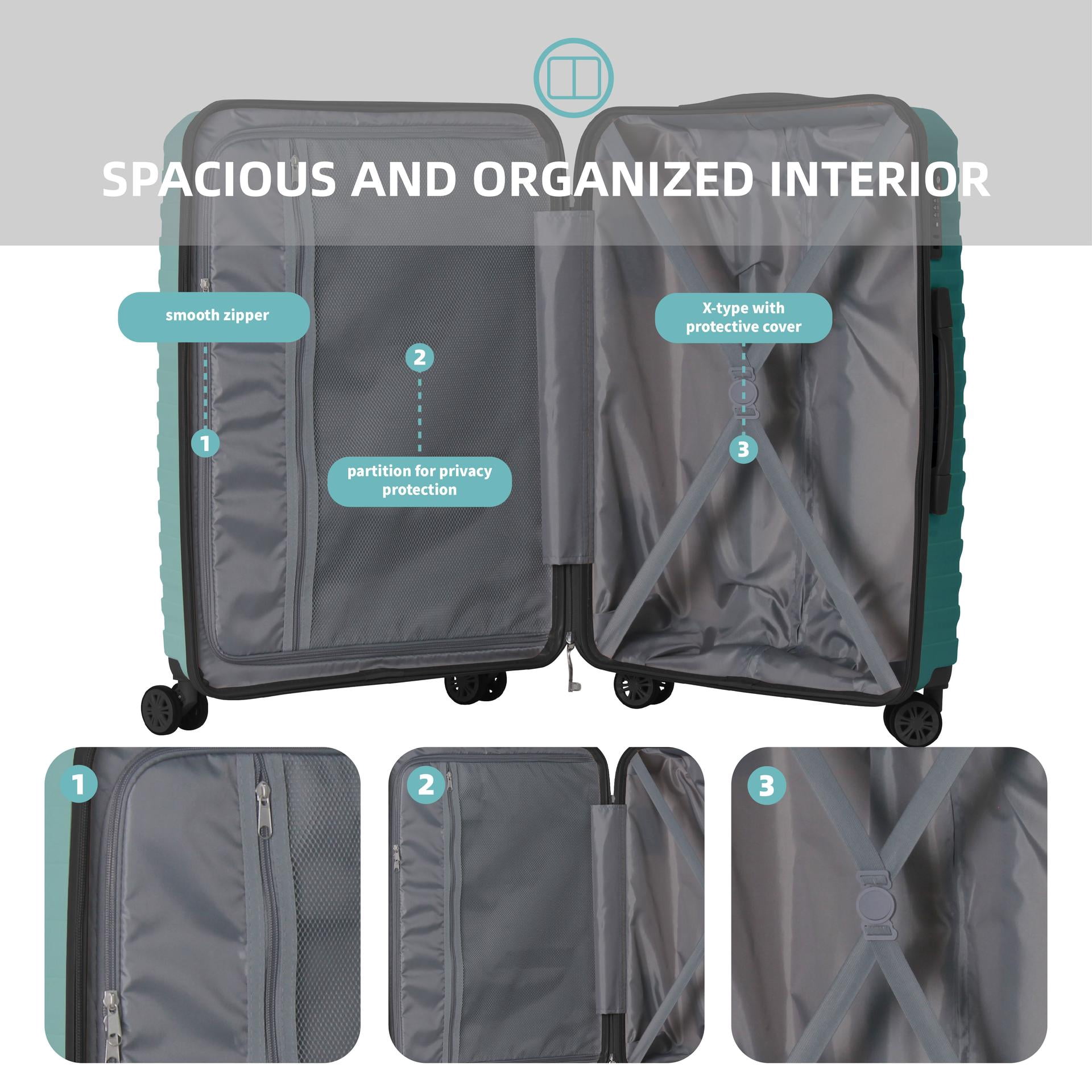 3-Piece Luggage Sets (20''/24"/28"), Scratch-Resistant Hardside PP Suitcase with 3-Digit TSA Lock