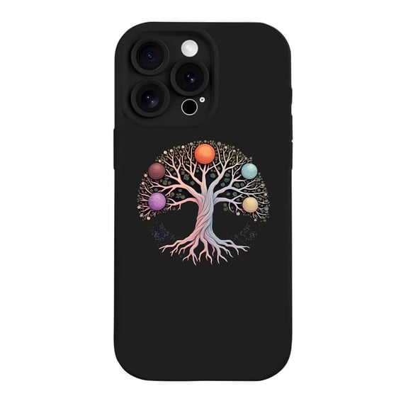 Cosmic Tree Design iPhone 15 Pro Case - Lightweight Yellowing Resistant Colorful Planets & Stylized Branches Perfect for Space Lovers
