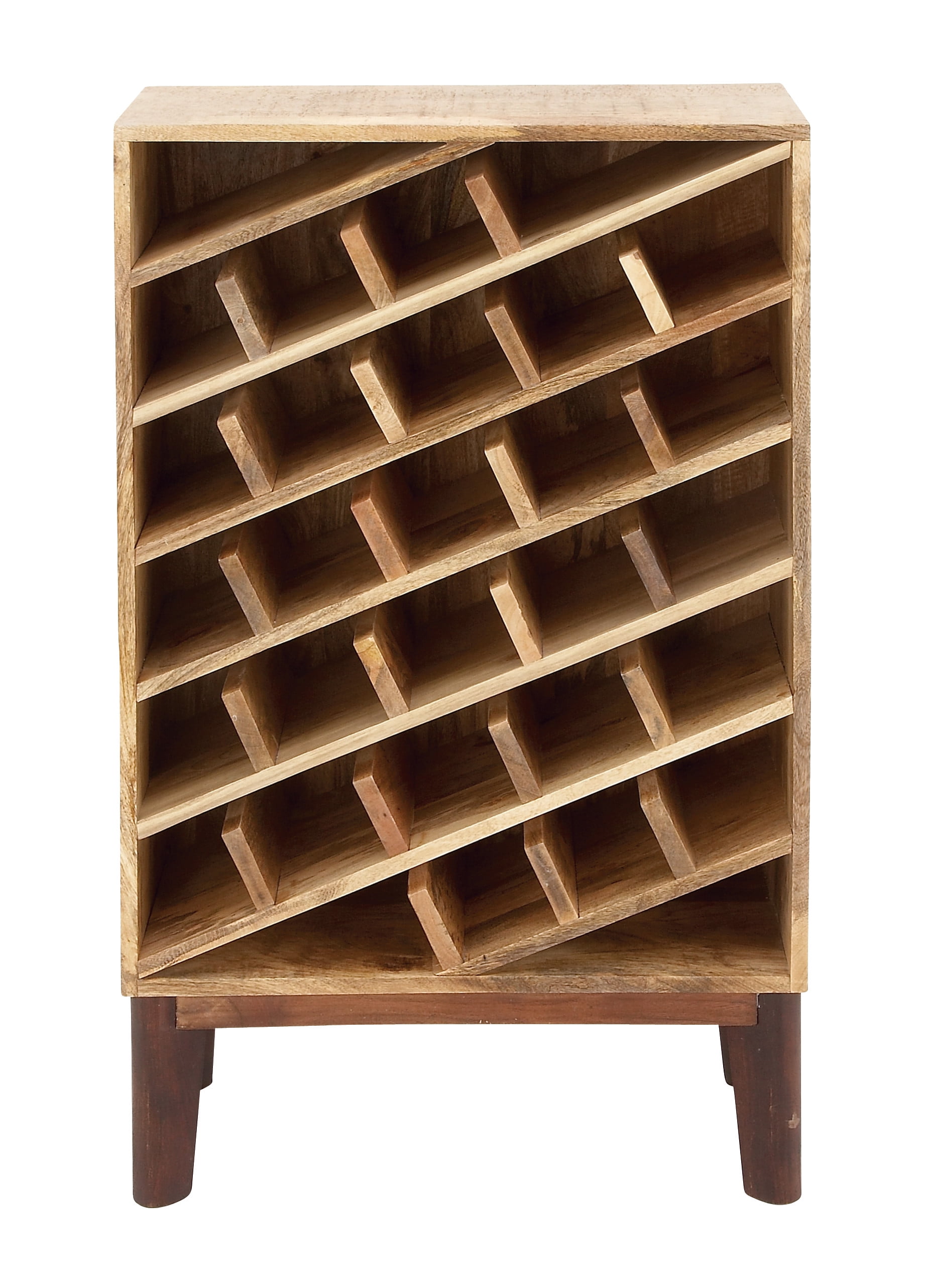DecMode 40" x 24" Brown Mango Wood Modern Wine Rack