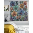 thumbnail image 3 of Vintage Colorful Floral Sheer Curtains 72 Inch Length 2 Panels Set Window Treatments, Spring Boho Vintage Abstract Art Rod Pocket Semi Curtains for Living Room/Bedroom/Kitchen Décor, 104"W x 72"L, 3 of 7